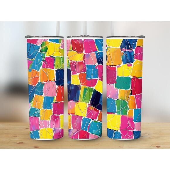 Colorful Mosaic Tumbler Wrap, Sublimation Design Tumbler - Picture 2 of 4